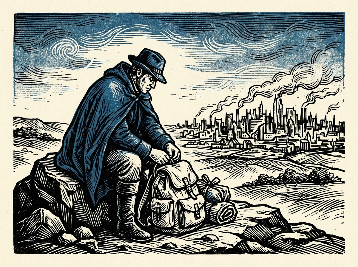 Seorang musafir mempersiapkan bekal perjalanan